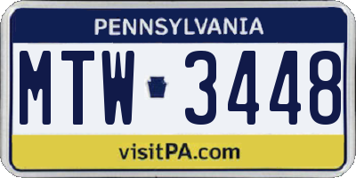 PA license plate MTW3448