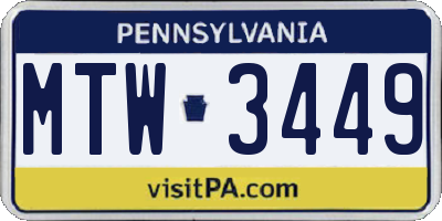 PA license plate MTW3449