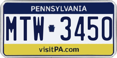 PA license plate MTW3450