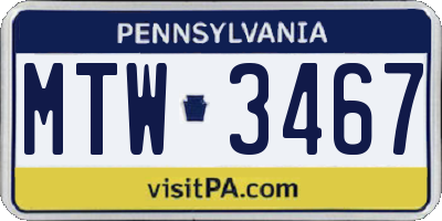 PA license plate MTW3467