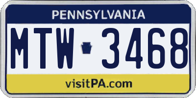 PA license plate MTW3468