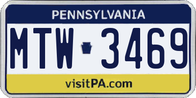 PA license plate MTW3469