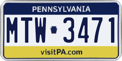 PA license plate MTW3471