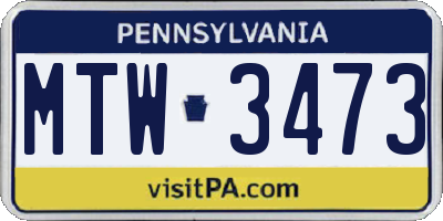 PA license plate MTW3473