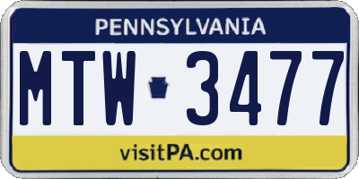 PA license plate MTW3477