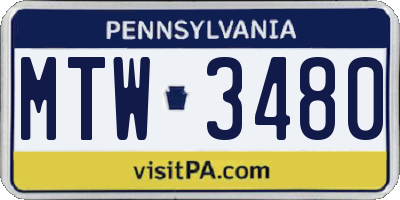 PA license plate MTW3480