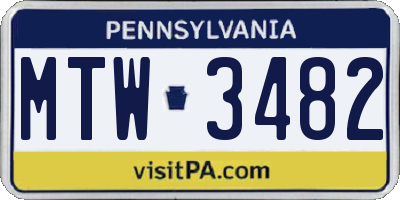 PA license plate MTW3482