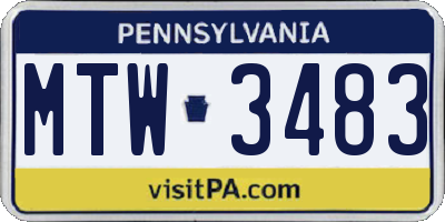 PA license plate MTW3483
