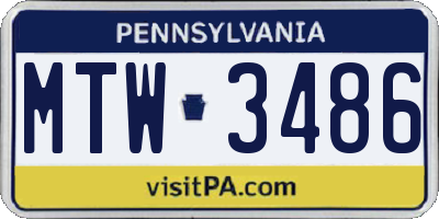 PA license plate MTW3486
