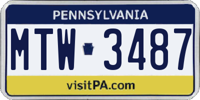 PA license plate MTW3487