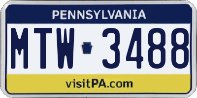 PA license plate MTW3488
