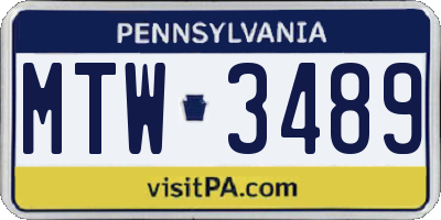 PA license plate MTW3489