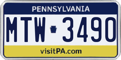 PA license plate MTW3490