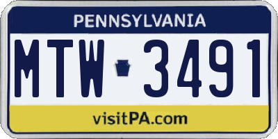 PA license plate MTW3491