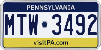 PA license plate MTW3492