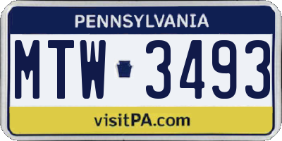 PA license plate MTW3493