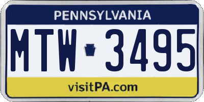PA license plate MTW3495