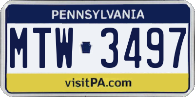 PA license plate MTW3497