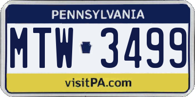 PA license plate MTW3499