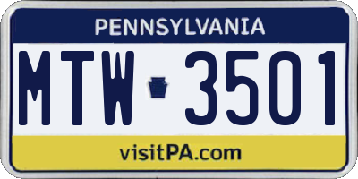 PA license plate MTW3501