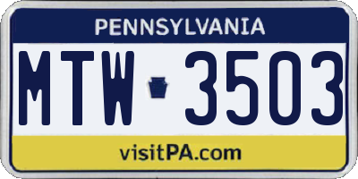 PA license plate MTW3503