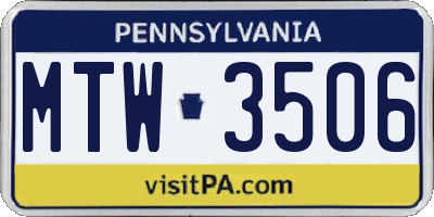 PA license plate MTW3506