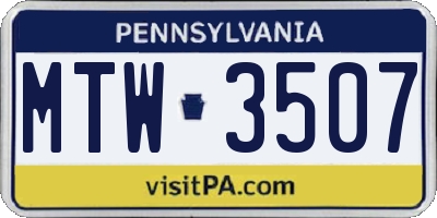 PA license plate MTW3507