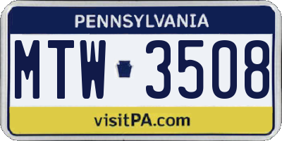 PA license plate MTW3508