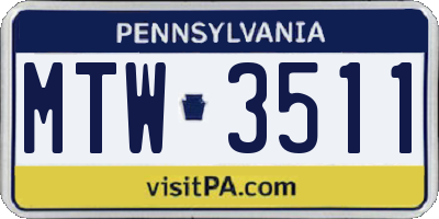 PA license plate MTW3511