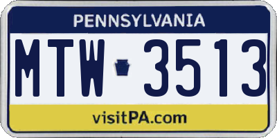 PA license plate MTW3513
