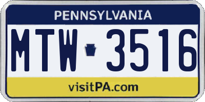 PA license plate MTW3516
