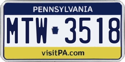 PA license plate MTW3518
