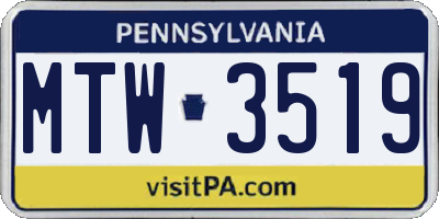 PA license plate MTW3519