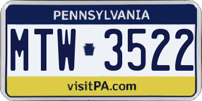 PA license plate MTW3522