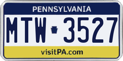 PA license plate MTW3527