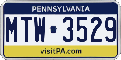 PA license plate MTW3529