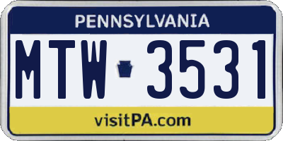 PA license plate MTW3531