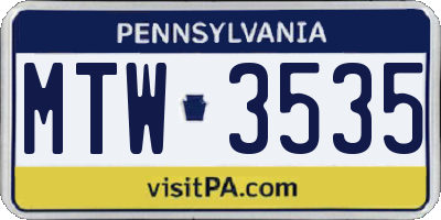 PA license plate MTW3535