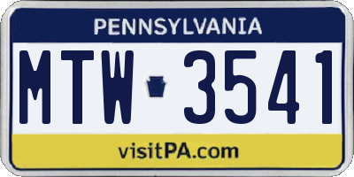 PA license plate MTW3541