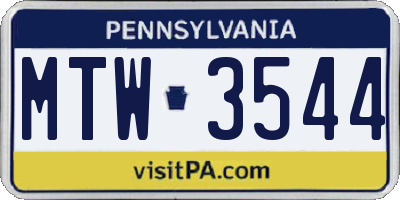 PA license plate MTW3544