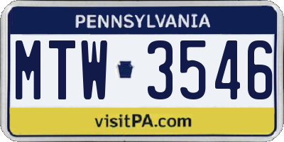 PA license plate MTW3546