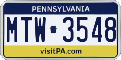PA license plate MTW3548