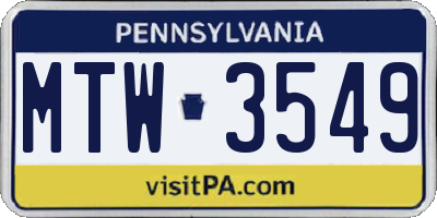 PA license plate MTW3549