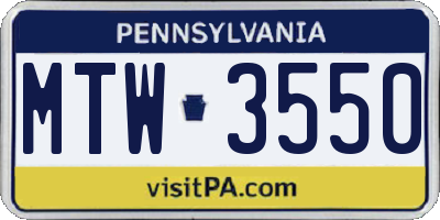 PA license plate MTW3550