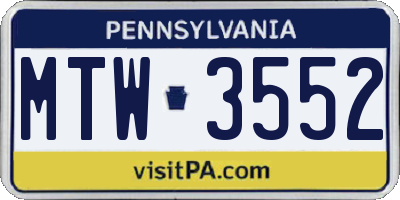 PA license plate MTW3552