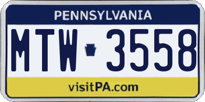 PA license plate MTW3558