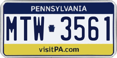 PA license plate MTW3561