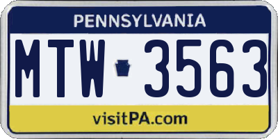 PA license plate MTW3563