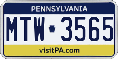 PA license plate MTW3565
