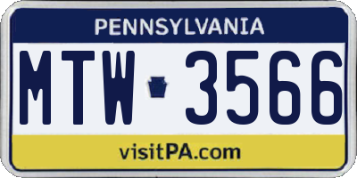 PA license plate MTW3566